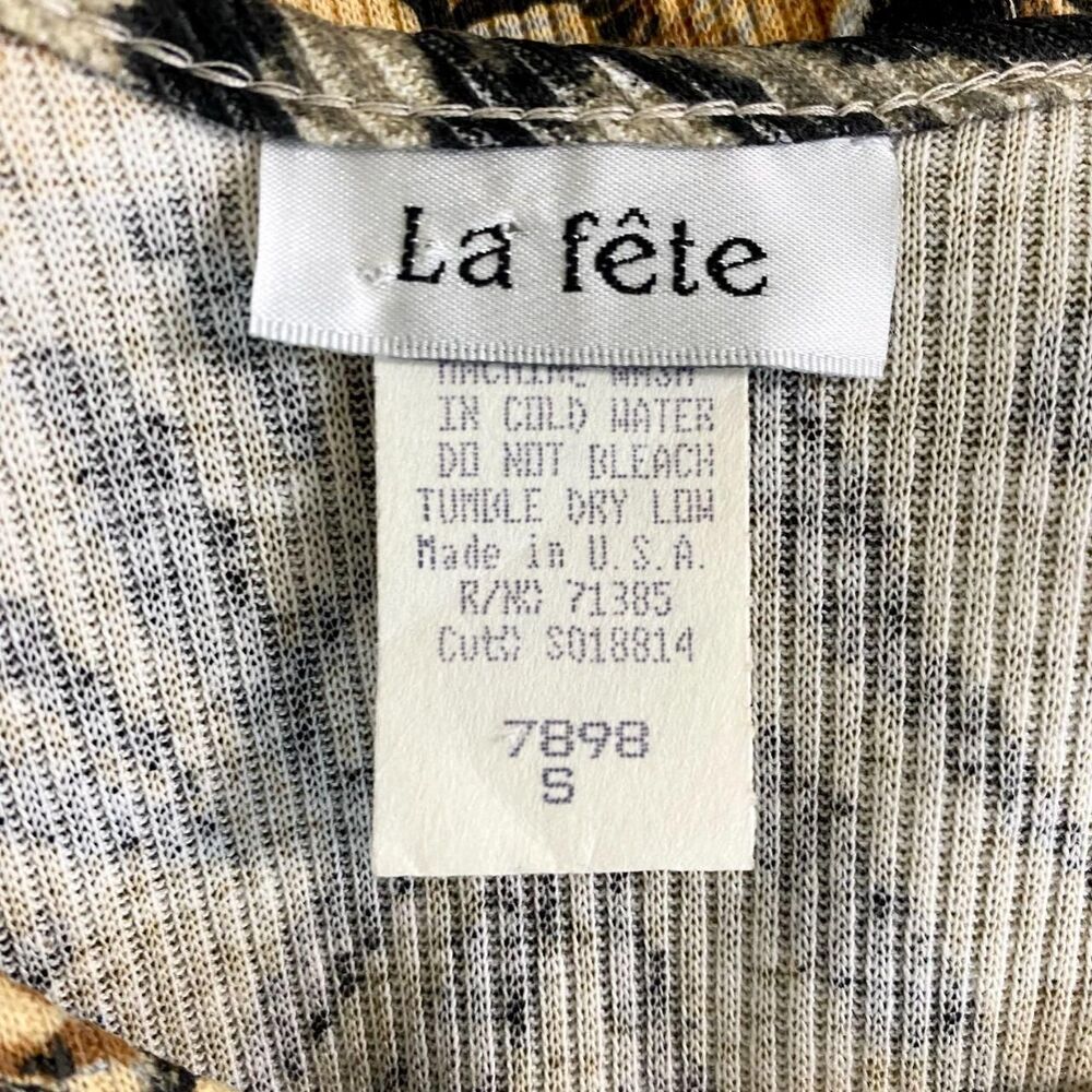 Vintage La Fete Ribbed Button Front Midi Dress Lion Tiger Portrait Print S - Picture 7 of 8